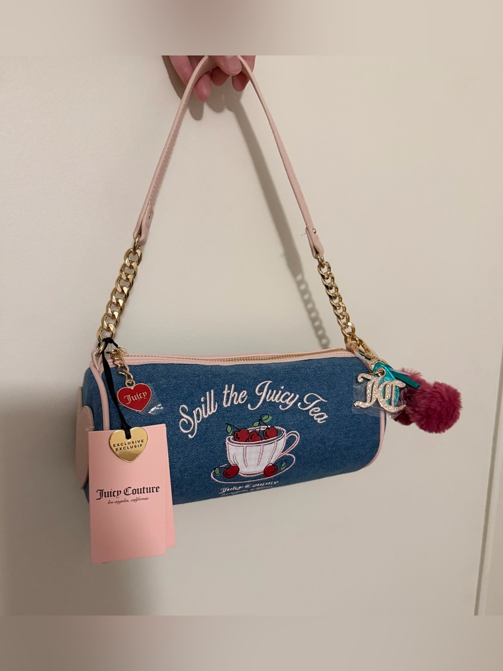 Juicy Couture “spill the juicy tea” barrel bag
